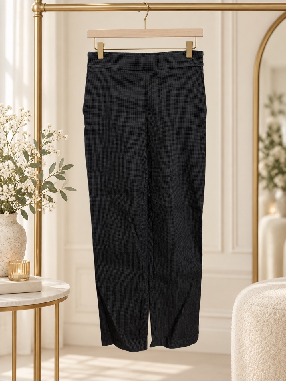 Hilary Radley Black White Grid Pull-On Slim Ankle Pants Women’s XS